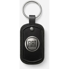 Fiat Logolu Siyah Deri Anahtarlık – Lazer Kazıma Metal Logo – Şık ve Dayanıklı Oto Anahtarlık Aksesuarı