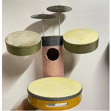 Ms Müzik Yerli Mini Bateri Pembe Davul Seti El Yapimi Deri Egitici Oyuncak