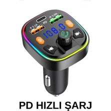 Özgürce Bluetooth Araç Kiti, Fm Transmitter, USB Type-C, Mp3, Sd Kart, Flash, Pd, Çakmaklık