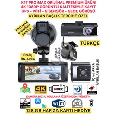 Özgürce Çift Kamera Full Hd 4K Gps Wifi Iç Dış Araç Içi ve Dışı Güvenlik Seti