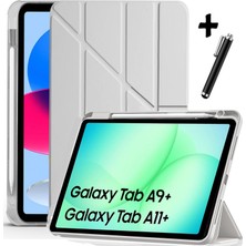 M.TK Moveteck Samsung Galaxy Tab A11 Plus/A9 Plus 11 Inç Kılıf Uyku Modlu Kalem Bölmeli Standlı Tri Folding Tablet Kapak SM-X230
