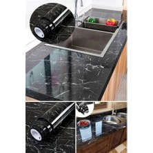 Herşeytrend Siyah Mermer Desenli Yapışkanlı Kaplama Kağıdı 5 Metre