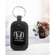 Honda Logolu Siyah Deri Anahtarlık – Lazer Kazıma Metal Logo – Şık ve Dayanıklı Oto Anahtarlık