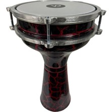 Ms Müzik Vatan Darbuka 5 Numara Catlak Boyali Siyah Kirmizi Desenli