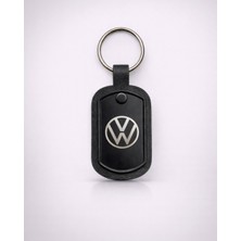 Volkswagen Logolu Siyah Deri Anahtarlık – Lazer Kazıma Metal Logo – Şık ve Dayanıklı Oto Anahtarlık
