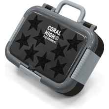 Coral High Kids Siyah Gri Yıldız Desenli Paslanmaz Çelik Beslenme Kabı 39137