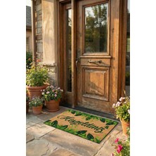 Esnature Yeşil Sarmaşık Yaprak Desenli Hoşgeldiniz Yazılı Kapı Önü Paspası 45X70 cm