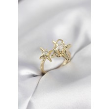 Callerrons Accessories Gold Renk Kutup Yıldızı Model Zirkon Taşlı Kadın Yüzük - EBJ260214W39719