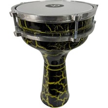 Ms Müzik Vatan Darbuka 5 Numara Catlak Boyali Siyah Sari Desenli