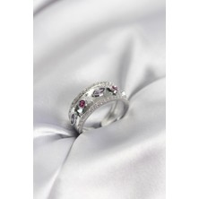 Callerrons Accessories Gümüş Renk Zirkon Taşlı Vintage Kadın Yüzük - EBJ260214W39554