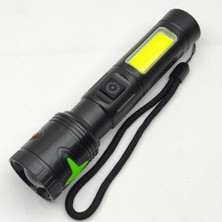 farissu Power Style 1000 Lümen Type-C Şarjlı, Zoom Özellikli ve Yan Cob Işıldaklı El Feneri