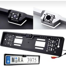 Özgürce Geri Görüş Kamerası Plakalık, Gece Görüş, 4 Led, Klavuz Çizgili