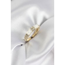 Callerrons Accessories Zirkon Taşlı Kemik Model Gold Renk Kadın Yüzük - EBJ260214W39526