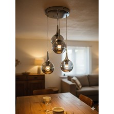 Delf Yapı Sarkıt 4 Lü Camlı Avize Şık Modern Avize