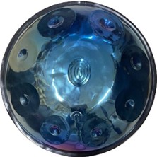 Ms Müzik Hang Drum Handpan Space Drum Nitrided Parlak Mavi Steel Drum 9 Tonlu 22 Inc