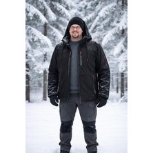 Vatan Tekstil Büyük Beden Erkek Softshell Mont Kapüşonlu Su Itici Rüzgar Geçirmez