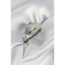 Callerrons Accessories Jaguar Model Gümüş Renk Zirkon Taşlı Kadın Yüzük - EBJ260214W39527