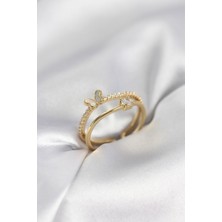 Callerrons Accessories Gold Renk 2'li Zirkon Taşlı Kelebek Model Kadın Yüzük - EBJ260214W39571