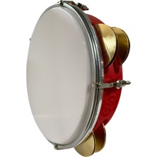 Ms Müzik Arap Fasil Tefi Profesyonel Carbon Kirmizi Renk Kasnak Beyaz Film Zilli Tef