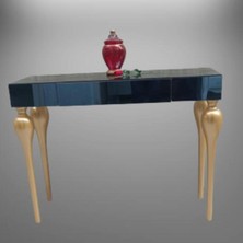 Normadia Kayın Tombul Dresuar, Gold Füme Cam Kaplama, El Yapımı Mdf Tabla