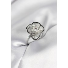 Callerrons Accessories Gümüş Renk Çiçek Model Vintage Kadın Yüzük - EBJ260214W39592