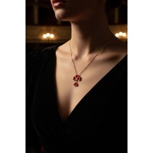 Medo E-Konsept 💖 Dört Kırmızı Kalp Altın Kaplama Çelik Kadın Kolyesi Minik Kalpler Anlamlı Tasarım Son 3 Adet