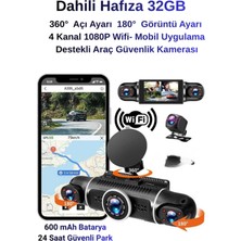 Özgürce 4 Kanal Araç Kamerası, Gps, Wi-Fi, G-Sensor, 1080P, 32GB Dahili Hafıza