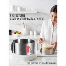 Flamex Ayarlanabilir Pasta Çemberi Paslanmaz Çelik Kek Kalıbı 16-30 cm - Pasta Kalıbı