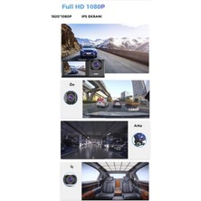 Özgürce Siyah 1080P 3 Kamera LCD Ekranlı Araç Içi Gece Görüşlü G-Sensör Kamera