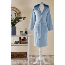 Özdilek Ekoseli Kapüşonlu Çocuk Bornozu Bright 5-6 Yaş Mavi