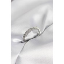 Callerrons Accessories Gümüş Renk Motif Desenli Zirkon Taşlı Kadın Yüzük - EBJ260214W39738