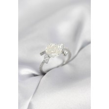 Callerrons Accessories Gümüş Renk Gül Model Zirkon Taşlı Kadın Yüzük - EBJ260214W39657