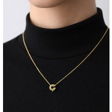 14 Ayar Altın Ç Harfi Kolye Zinciriyle Beraber