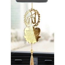 Özgürce Ayetel Kürsi Pleksi Dikiz Aynası Süsü, Gold Renk, Araba Dekorasyonu