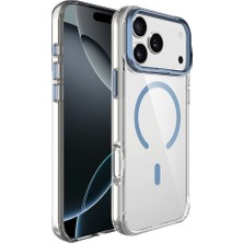 Khayra iPhone 17 Pro Max Kılıf M-Safe Şarj Özellikli Airbagli Kamera Standlı Zore Azor Kapak - Lacivert