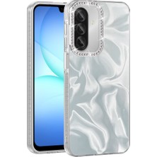 Khayra Galaxy A17 Kılıf Airbagli Parlak Taş Detay Tasarımlı Zore Esila Kapak - Beyaz