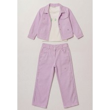 Alg KIZ ÇOCUK İŞLEMELİ CEKET-TİŞÖRT-PANTOLON  3'LÜ TAKIM