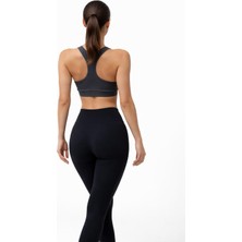 H1Style Kadın Sporcu Üstü Crop Çiftkatlı Füme Pedli