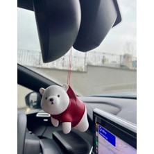 Özgürce Kırmızı Ayıcık Araba Ayna Süsü, Sevimli Dikiz Aynası Süsü, Renkli Dekorasyon