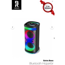 Bomer Bluetooth Hoparlör - Extra Bass Rgb LED Işıklı Wireless Speaker - Şarjlı Taşınabilir Müzik Kutusu-