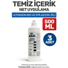 Aquamed (3 Adet) Aqua Ultrason Ekg ve Epilasyon Jeli 500 ml – Cilt Dostu, Kokusuz, Hipoalerjenik