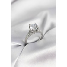 Mç Plus Erb Gümüş Renk Tek Taş Model Zirkon Taşlı Kadın Yüzük