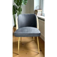 Msy Home 2 Kişilik Aura Gold Serisi Puffy Füme Modern Sandalye