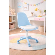 Royalyat Yatak Nova Mavi Çalışma Sandalyesi-Ergonomik Ofis Koltuğu, Ayarlanabilir Yükseklik, Döner Tekerlekli, Minderli