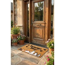 Esnature Kedili Kedi Desenli Patilerinizi Silin Yazılı Kapı Önü Paspası 45X70 cm