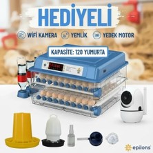 Arenes Tam Otomatik 120 Yumurta Kapasiteli Kuluçka Makinesi - Civciv Kaz Hindi Ördek Için Kablosuz Kameralı Yedek Motorlu Set ( Lisinya )