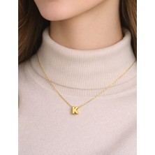 14 Ayar Altın K Harfi Kolye Zinciriyle Beraber