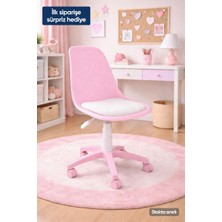 Royalyat Nova Pembe Çalışma Sandalyesi-Ergonomik Ofis Koltuğu, Ayarlanabilir Yükseklik, Tekerlekli, Minderli