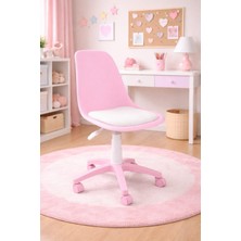 Royalyat Nova Pembe Çalışma Sandalyesi-Ergonomik Ofis Koltuğu, Ayarlanabilir Yükseklik, Tekerlekli, Minderli