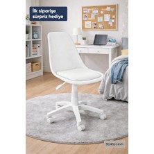 Royalyat Nova Beyaz Çalışma Sandalyesi-Ergonomik Ofis Koltuğu, Ayarlanabilir Yükseklik, Tekerlekli, Minderli